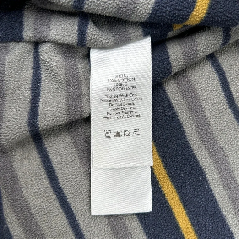 Eddie Bauer‎ Mens Tall Fleece Lined Cotton Twill Shirt Jacket Grey Stripe TL